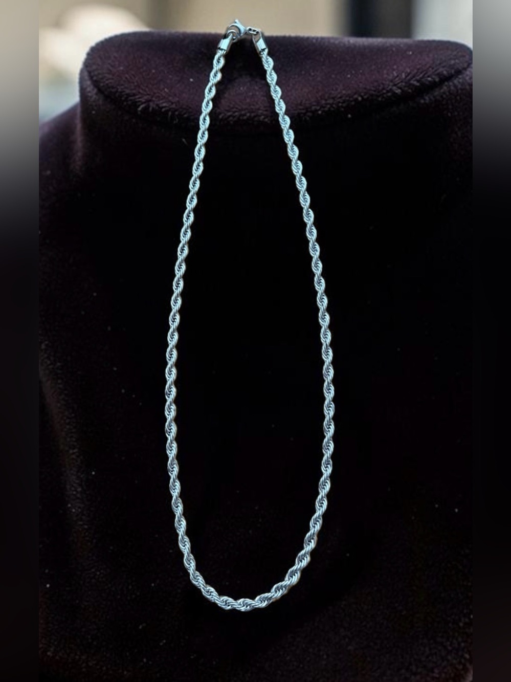 Silver-Tone Rope Necklace 11in long